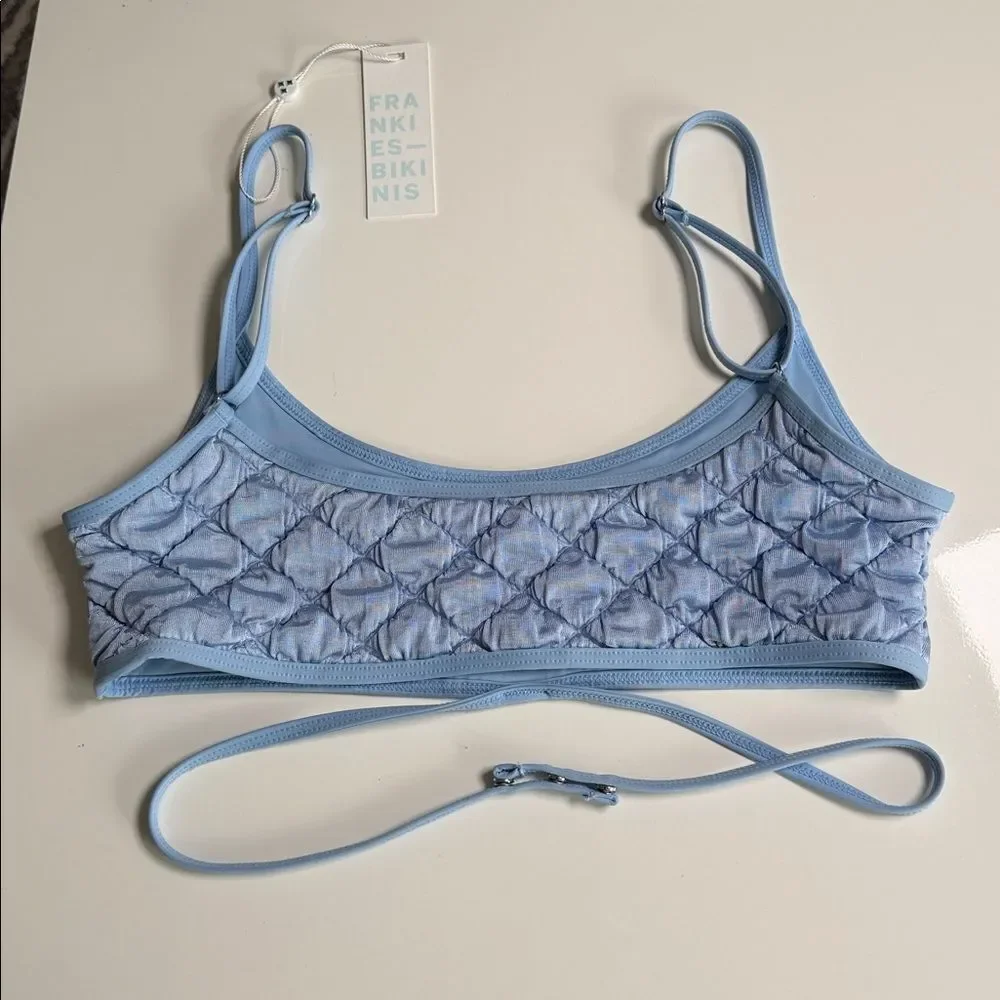 Frankie’s Bikini Waco Wrap Bralette Bikini Top In Baby Blue